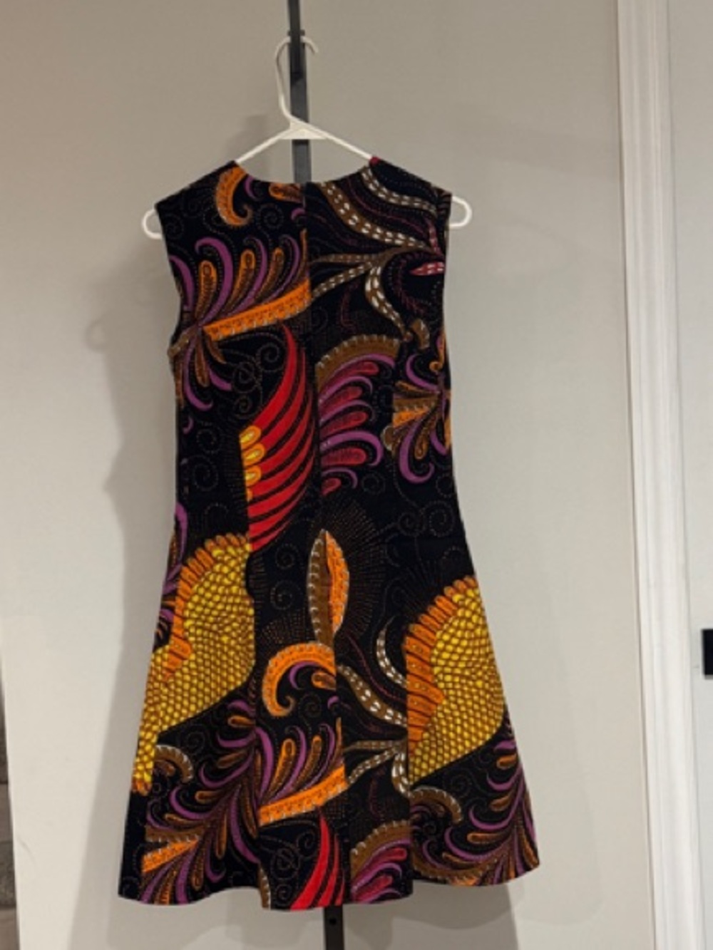 Vintage Statement Print Mini Dress | Size 42 | Bold Paisley A-Line - Picture 2 of 5